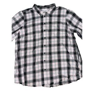 Joan Rivers Black Plaid Shirt Fringe Hem Cotton With Pockets Women’s Size L